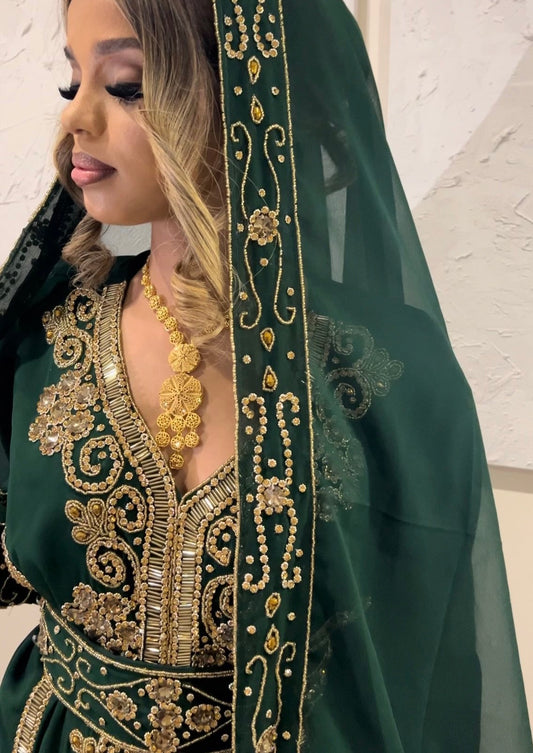 Dark Green Nikkah Kaftan (Pre - Order)